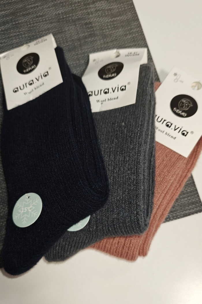 Шкарпетки теплі в рубчик з вовною альпаки Aura.Via NBX181  — купити в InSecret.ua