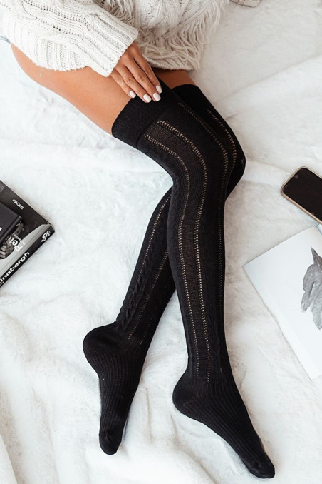 Високі гольфи - Панчохи бавовняні ажурні Milena 0347.001 Cotton  — купити в InSecret.ua