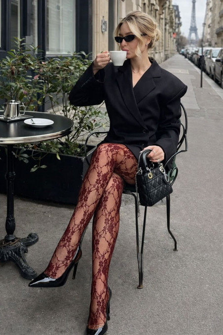 Колготки кружевные с цветочным принтом FIORE Donatella I5000 | InSecret.ua