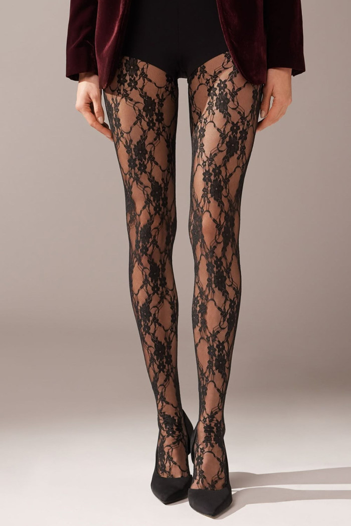 Колготки кружевные с цветочным принтом FIORE Donatella I5000 | InSecret.ua