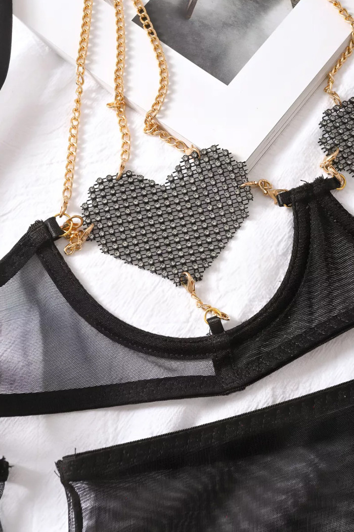 Комплект белья открытый с поясом Obsessive Lecille set | InSecret.ua