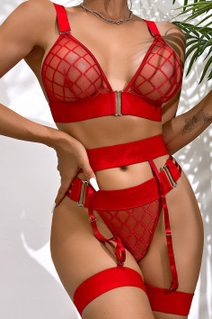 Комплект белья с гартерами-подвязками Anais Seila Red | InSecret.ua