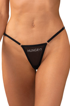 Стрінги з ажурною вставкою Obsessive Celia Noir  — купити в InSecret.ua