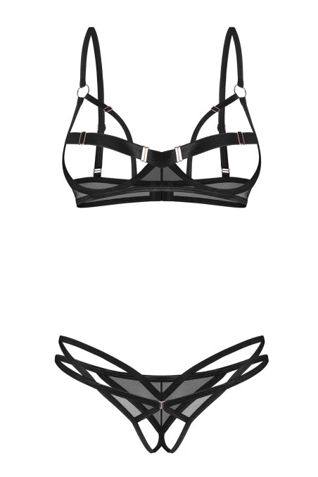Комплект с открытым бюстом и трусиками Obsessive Nutris set | InSecret.ua