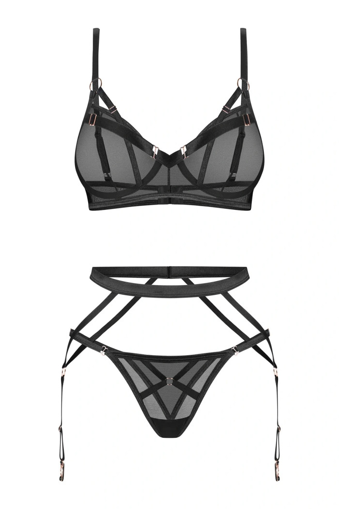 Комплект білизни мереживний з поясом Obsessive Chemeris set  — купити в InSecret.ua