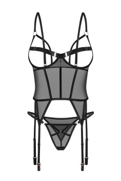 копія Корсет з відкритим верхом та трусиками Obsessive Alliane Corset  — купити в InSecret.ua 2