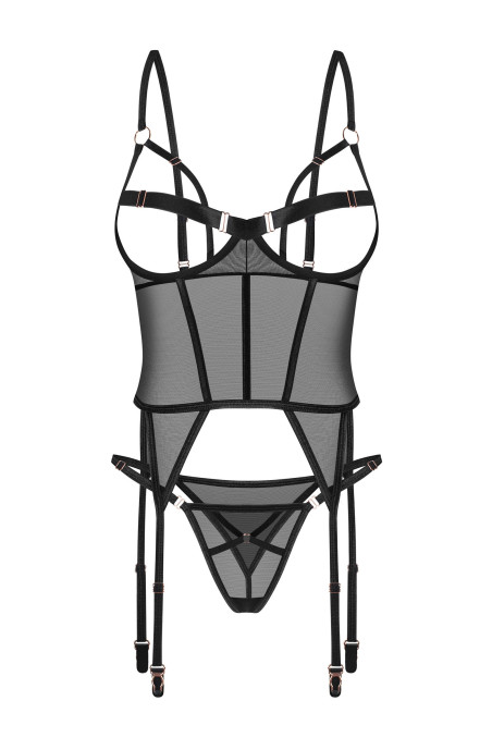 копія Корсет з відкритим верхом та трусиками Obsessive Alliane Corset  — купити в InSecret.ua