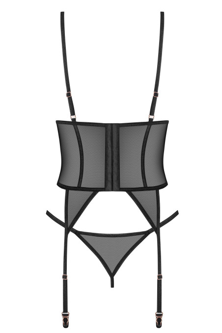 копія Корсет з відкритим верхом та трусиками Obsessive Alliane Corset  — купити в InSecret.ua