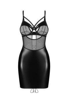 Платье латексное с сеткой облегающее Obsessive Dominna chemise | InSecret.ua 2