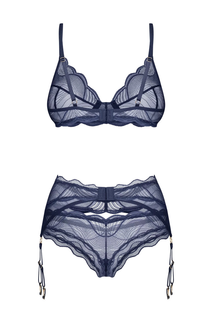 Комплект белья кружевной с поясом Obsessive Rosenty garter belt set | InSecret.ua