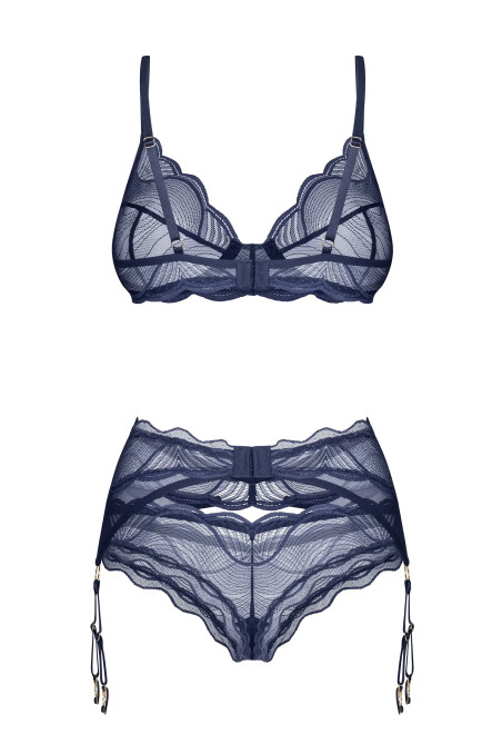 Комплект белья кружевной с поясом Obsessive Rosenty garter belt set | InSecret.ua