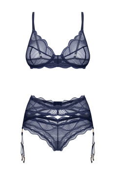 Комплект белья кружевной с поясом Obsessive Rosenty garter belt set | InSecret.ua 2
