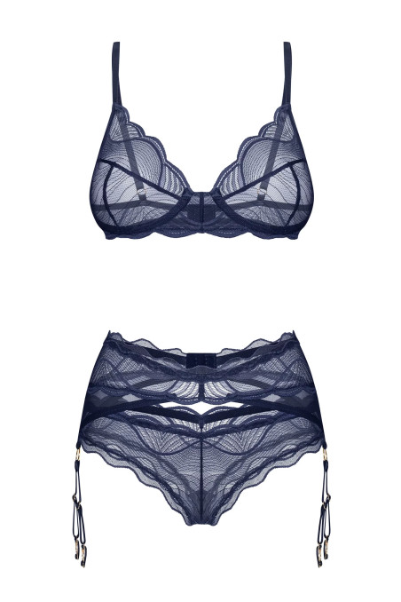 Комплект белья кружевной с поясом Obsessive Rosenty garter belt set | InSecret.ua