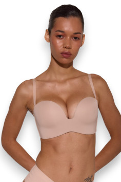 Бюстгальтер гладкий з глибоким декольте без бретелей Luna L1523A Caramela  — купити в InSecret.ua