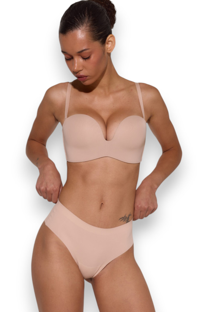 Бюстгальтер гладкий з глибоким декольте без бретелей Luna L1523A Caramela  — купити в InSecret.ua