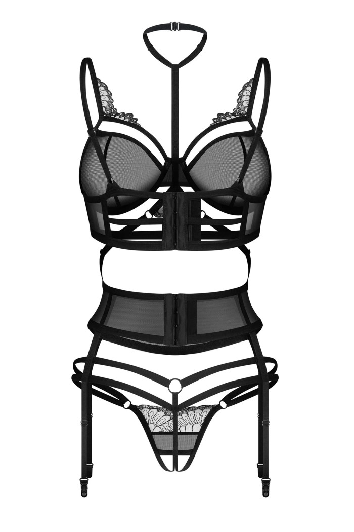 Комплект белья кружевной с поясом Obsessive Chemeris set | InSecret.ua