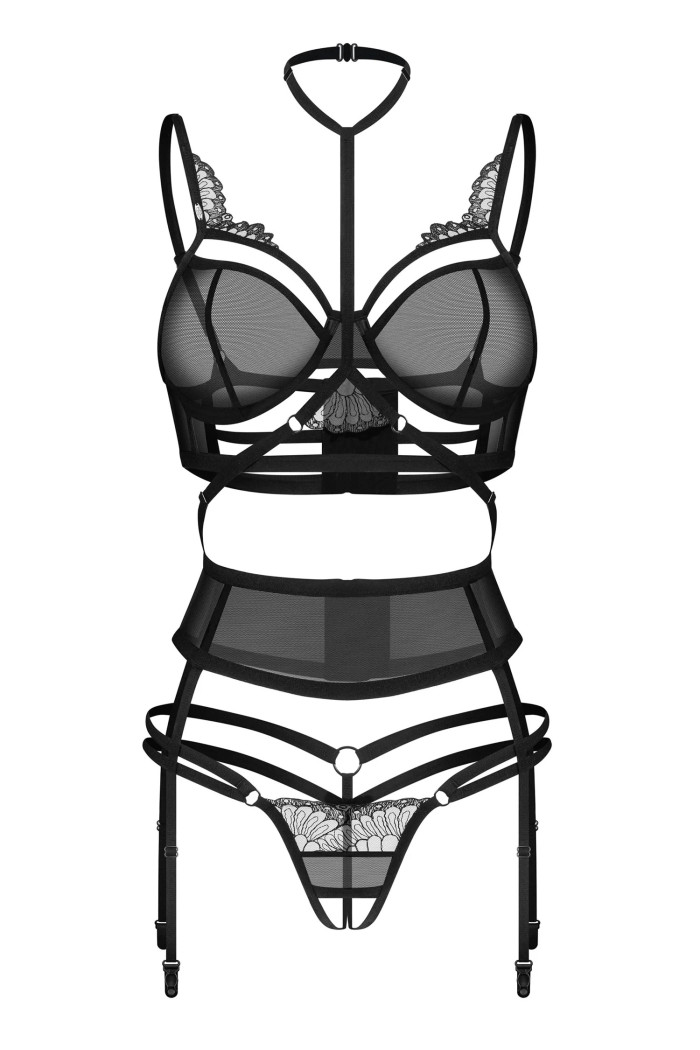 Комплект белья кружевной с поясом Obsessive Chemeris set | InSecret.ua