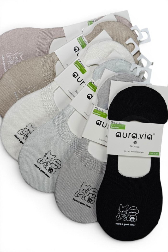 Сліди жіночі бавовняні з принтом Aura.Via NDDX3897 Silky Feel (2 пари)  — купити в InSecret.ua
