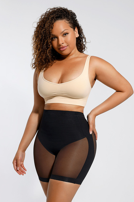 Високі шорти з утяжкою живота та захистом від натирання стегон, чорний — купити в InSecret.ua