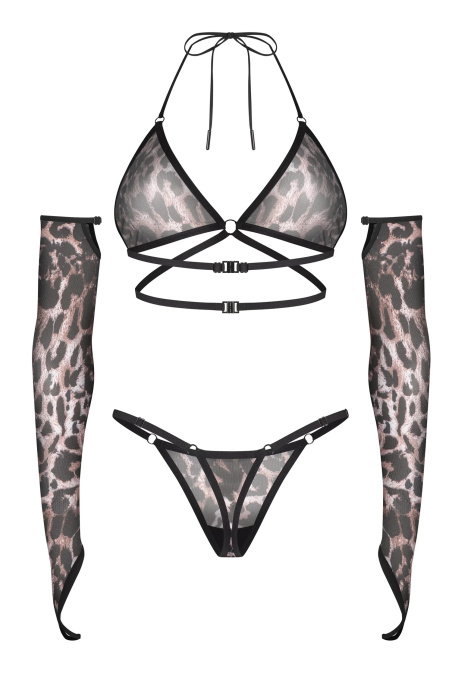 Комплект с рукавчиками леопардовый Obsessive ADDIA SET | InSecret.ua