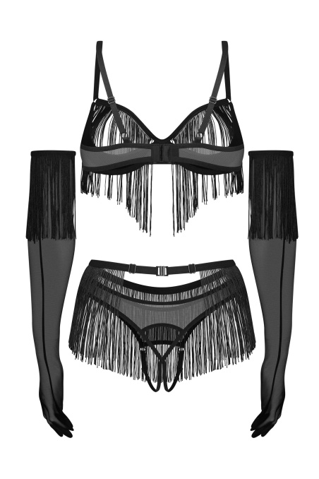 Комплект открытый с рукавичками и бахромой Obsessive Rossay Set | InSecret.ua