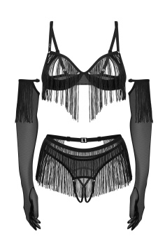 Комплект открытый с рукавичками и бахромой Obsessive Rossay Set | InSecret.ua 2