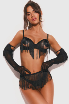 Комплект открытый с рукавичками и бахромой Obsessive Rossay Set | InSecret.ua