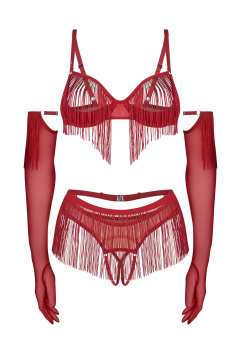 Комплект открытый с рукавичками и бахромой Obsessive Rossay Set | InSecret.ua