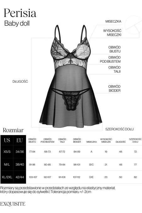 Пеньюар прозорий з трусиками Obsessive Perisia babydoll — купити в InSecret.ua