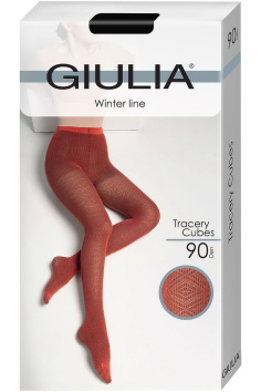 Колготки теплі з візерунком GIULIA Tracery CUBES 90 model 5 — купити в InSecret.ua 2