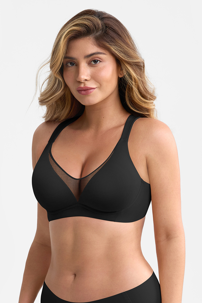 Черный женский бюстгальтер-минимайзер для большой груди Deep V Support — German Volf | InSecret.ua