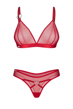 Комплект білизни червоний прозорий Obsessive Crimessa Set — купити в InSecret.ua 2