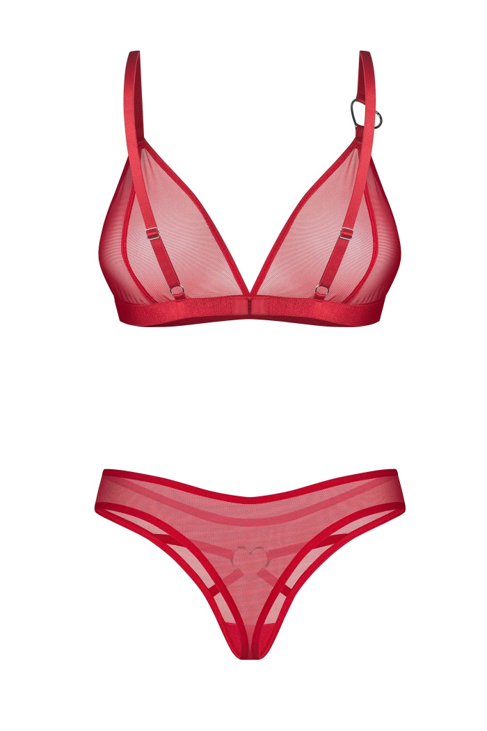 Комплект білизни червоний прозорий Obsessive Crimessa Set — купити в InSecret.ua
