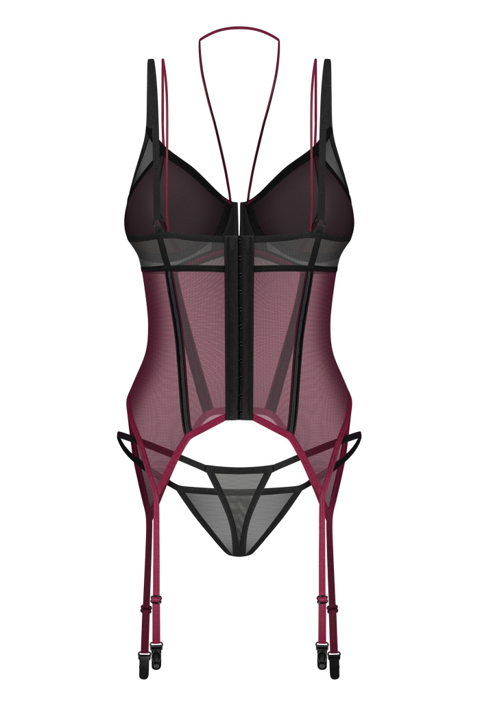 Корсет прозрачный с пажами для чулок и стрингами Obsessive Parisel Corset | InSecret.ua