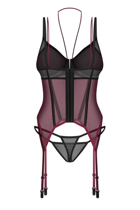 Корсет прозрачный с пажами для чулок и стрингами Obsessive Parisel Corset | InSecret.ua