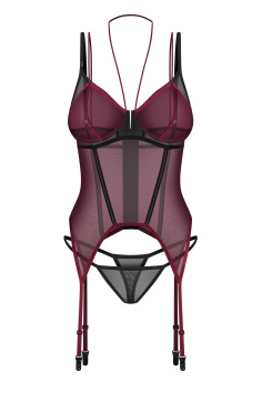 Корсет прозрачный с пажами для чулок и стрингами Obsessive Parisel Corset | InSecret.ua 2