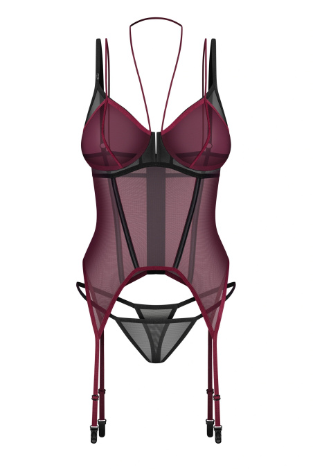 Корсет прозрачный с пажами для чулок и стрингами Obsessive Parisel Corset | InSecret.ua