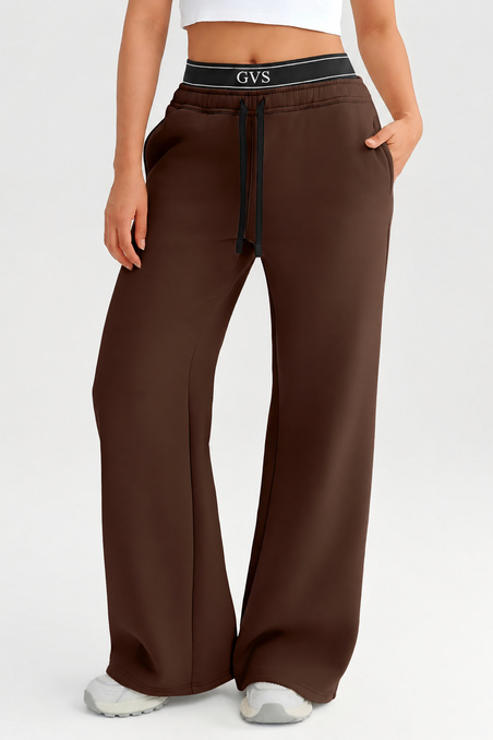 Шоколадные женские утепленные спортивные штаны GVS Urban Warm Wide Leg | InSecret.ua