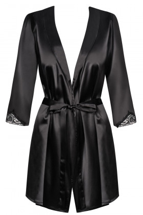 Чорний атласний халатик Obsessive Satinia robe