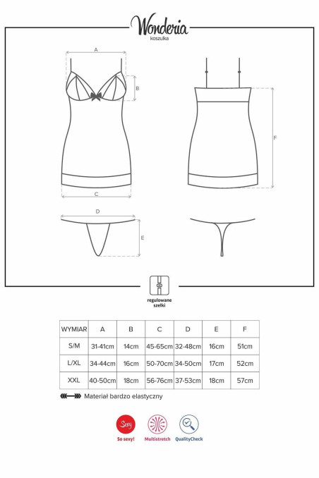 Сорочка прозора з трусиками Obsessive Wonderia chemise