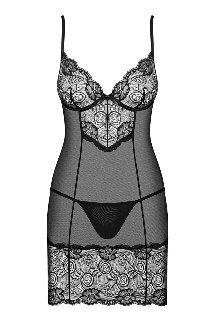Сорочка прозора з трусиками Obsessive Alluria chemise
