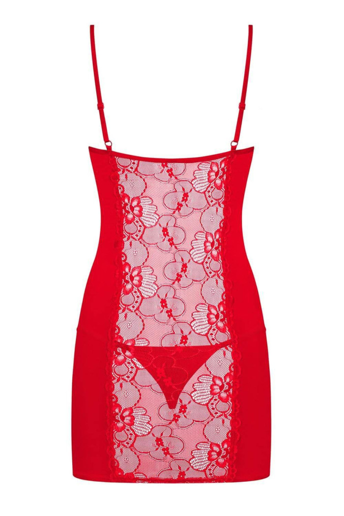 Сорочка з трусиками Obsessive Heartina chemise Red