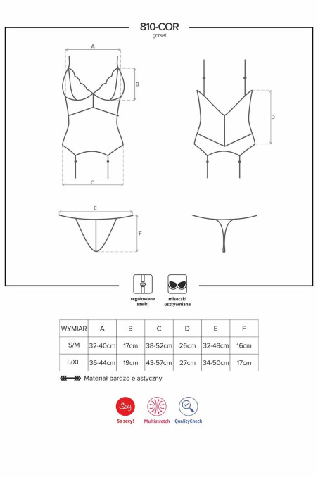 Корсет білий з трусиками Obsessive 810-COR-2 corset