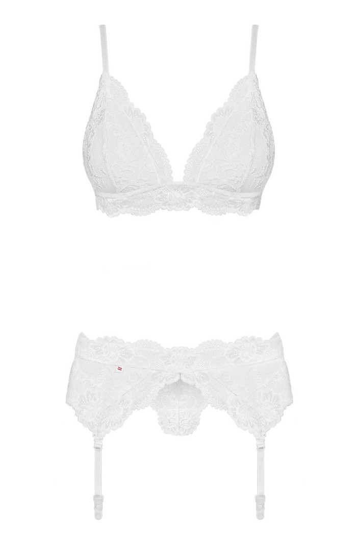 Комплект з поясом білий Obsessive 810-SEG-2 set