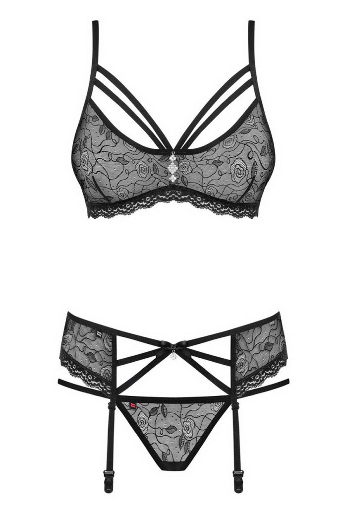 Комплект мереживний з поясом Obsessive 818-SEG-1 set