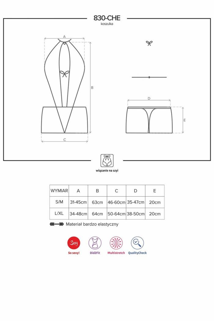 Сорочка с трусиками Obsessive 830-CHE-1