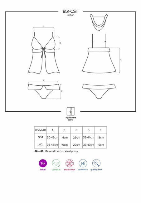 Комплект белья с аксессуарами Obsessive 851-CST-3