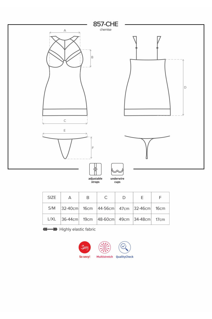 Сорочка со стрингами Obsessive 857-CHE-1