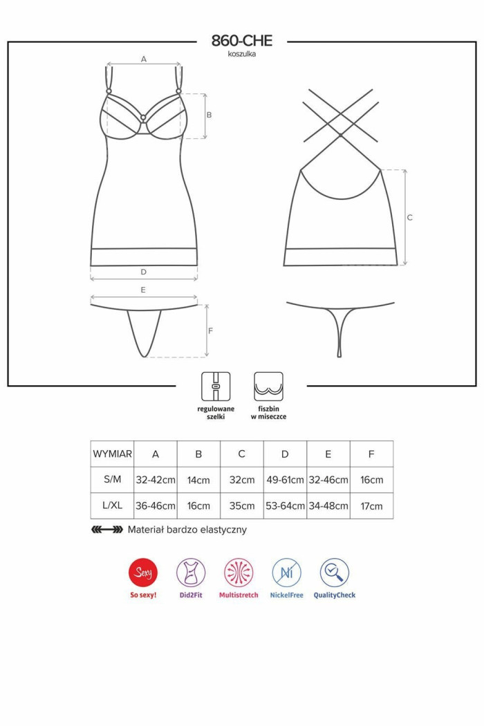 Сорочка со стрингами Obsessive 860-CHE-1