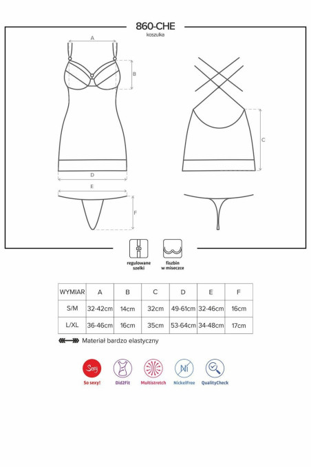 Сорочка со стрингами Obsessive 860-CHE-1